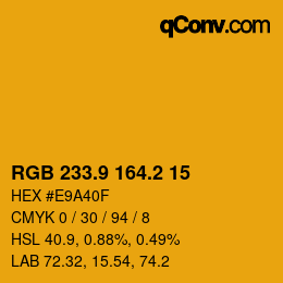 カラーコード: RGB 233.9 164.2 15 | qconv.com