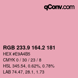 カラーコード: RGB 233.9 164.2 181 | qconv.com
