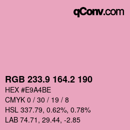カラーコード: RGB 233.9 164.2 190 | qconv.com