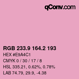 カラーコード: RGB 233.9 164.2 193 | qconv.com