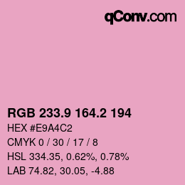 カラーコード: RGB 233.9 164.2 194 | qconv.com
