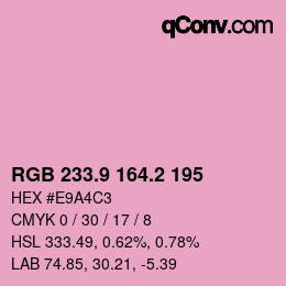 カラーコード: RGB 233.9 164.2 195 | qconv.com