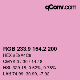 カラーコード: RGB 233.9 164.2 200 | qconv.com
