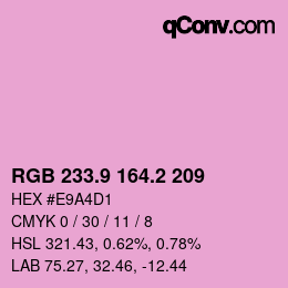 カラーコード: RGB 233.9 164.2 209 | qconv.com