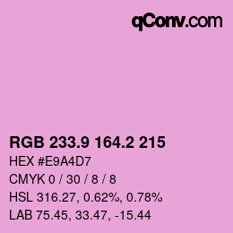 カラーコード: RGB 233.9 164.2 215 | qconv.com