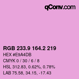 カラーコード: RGB 233.9 164.2 219 | qconv.com