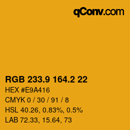 カラーコード: RGB 233.9 164.2 22 | qconv.com
