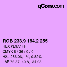 カラーコード: RGB 233.9 164.2 255 | qconv.com