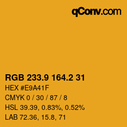 カラーコード: RGB 233.9 164.2 31 | qconv.com