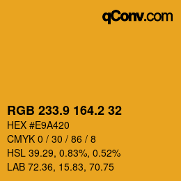 カラーコード: RGB 233.9 164.2 32 | qconv.com