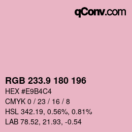 Color code: RGB 233.9 180 196 | qconv.com