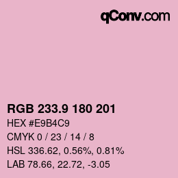 Color code: RGB 233.9 180 201 | qconv.com