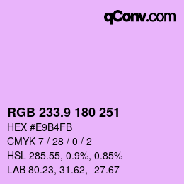 カラーコード: RGB 233.9 180 251 | qconv.com