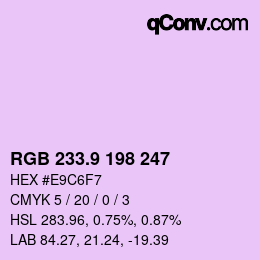 カラーコード: RGB 233.9 198 247 | qconv.com