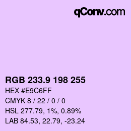 カラーコード: RGB 233.9 198 255 | qconv.com