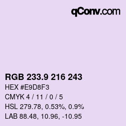 Color code: RGB 233.9 216 243 | qconv.com