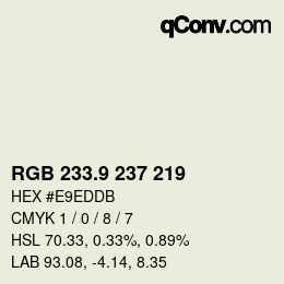 Color code: RGB 233.9 237 219 | qconv.com