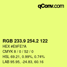 カラーコード: RGB 233.9 254.2 122 | qconv.com