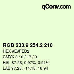 Código de color: RGB 233.9 254.2 210 | qconv.com