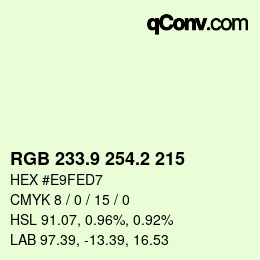Color code: RGB 233.9 254.2 215 | qconv.com