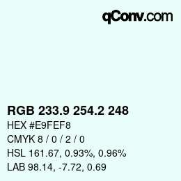 Farbcode: RGB 233.9 254.2 248 | qconv.com