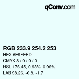 Color code: RGB 233.9 254.2 253 | qconv.com