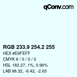 Color code: RGB 233.9 254.2 255 | qconv.com