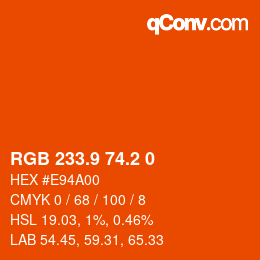 Color code: RGB 233.9 74.2 0 | qconv.com