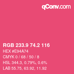 カラーコード: RGB 233.9 74.2 116 | qconv.com
