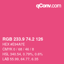 カラーコード: RGB 233.9 74.2 126 | qconv.com
