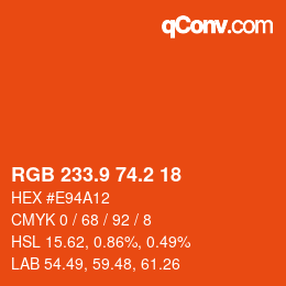 カラーコード: RGB 233.9 74.2 18 | qconv.com