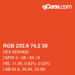 カラーコード: RGB 233.9 74.2 38 | qconv.com