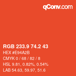 カラーコード: RGB 233.9 74.2 43 | qconv.com