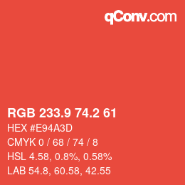 カラーコード: RGB 233.9 74.2 61 | qconv.com
