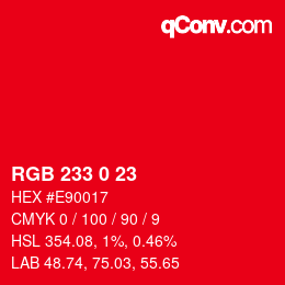 Color code: RGB 233 0 23 | qconv.com