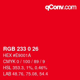 Color code: RGB 233 0 26 | qconv.com