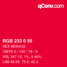 Color code: RGB 233 0 50 | qconv.com