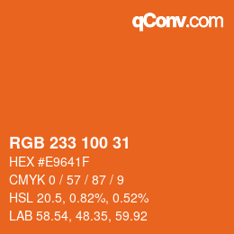 Color code: RGB 233 100 31 | qconv.com