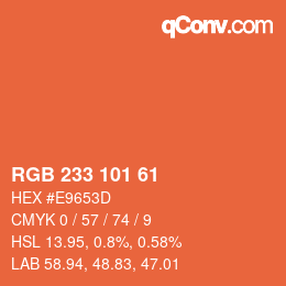 Color code: RGB 233 101 61 | qconv.com
