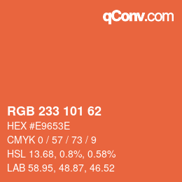 Color code: RGB 233 101 62 | qconv.com