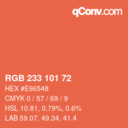 Color code: RGB 233 101 72 | qconv.com