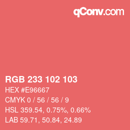 カラーコード: RGB 233 102 103 | qconv.com
