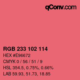 Color code: RGB 233 102 114 | qconv.com