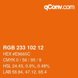 Color code: RGB 233 102 12 | qconv.com