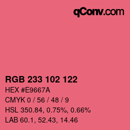 Color code: RGB 233 102 122 | qconv.com