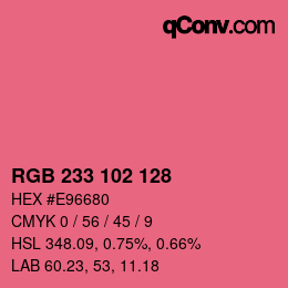 Color code: RGB 233 102 128 | qconv.com