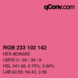 Code couleur: RGB 233 102 142 | qconv.com