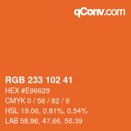 Color code: RGB 233 102 41 | qconv.com