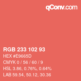 Color code: RGB 233 102 93 | qconv.com