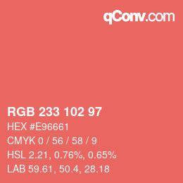 Color code: RGB 233 102 97 | qconv.com